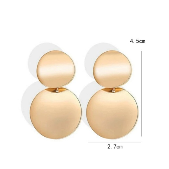 NWT Stainless Steel Round Gold Drop Earrings - Picture 6 of 9